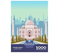 1000 Pieces Puzzle for Adults, Taj Mahal Travel Print Artwork, Mindfulness Activity, for Puzzle Lovers, Precision Cut Pieces, 52x38cm/1000pcs