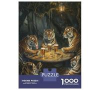 1000 Pieces Puzzle for Adults, Tigers Beer In Tavern Artwork, Creative Leisure Activity, Idea, Pieces, 52x38cm/1000pcs