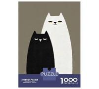 1000 Pieces Puzzle for Adults, Two Cats Black And White Artwork, Mindfulness Activity, Winter Indoor Entertainment, Premium Thick Cardboard, 38x26cm/1000pcs