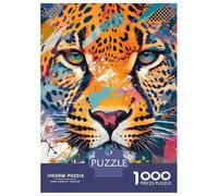 1000 Pieces Puzzle for Adults, Vibrant Abstract Leopard Portrait Artwork, Premium Puzzle Challenge, Winter Indoor Entertainment, Precision Cut Pieces, 52x38cm/1000pcs