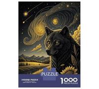 1000 Pieces Puzzle for Adults, Wolf Under A Starry Sky Artwork, Stress Relief Activity, Winter Indoor Entertainment, Pieces, 70x50cm/1000pcs