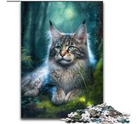 1000 Pieces Puzzle Gifts Adorable Maine Coon Cat Jigsaw Puzzles size 50x75cm Ideal for Lover, Perfect Christmas, New Year, Valentine's Gift
