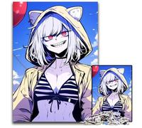 1000 Pieces Puzzle Gifts Anime Girl with Red Eyes Wooden Puzzles Adult Game Gift Family Interactive Game Brain Challenge Gift 1000 PCS(75x50cm)