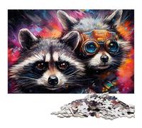 1000 Pieces Puzzle Gifts Art Fantasy Raccoon Puzzles for Adults Relax & Challenge, Colorful Home Decor Art, for Friends 50x75CM/19.68x29.52inch