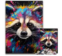 1000 Pieces Puzzle Gifts Art Raccoon Puzzles for Adults Relax & Challenge, Colorful Home Decor Art, for Friends 50x75CM/19.68x29.52inch