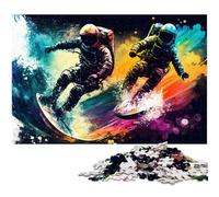 1000 Pieces Puzzle Gifts Astronaut Surfing Puzzles for Adults Relax & Challenge, Colorful Home Decor Art, for Friends 26X38CM/10.23x14.96inch