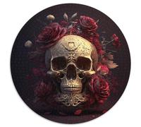 1000 Pieces Puzzle Gifts Beautiful Skull Round Jigsaw Puzzle 1000 Pieces DIY Art Decor, 67.5x67.5cm