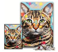 1000 Pieces Puzzle Gifts Bengal Cat Wooden Jigsaw Puzzles 50x75 cm for Mother'S Day, Birthdays, Christmas