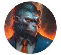 1000 Pieces Puzzle Gifts Boss Monkey Round Jigsaw Puzzle 1000 Pieces DIY Art Decor, 67.5x67.5cm
