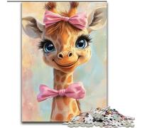 1000 Pieces Puzzle Gifts Bow Giraffe Impossible Jigsaw Puzzles for Adults Ideal DIY Decor & Brain Teaser Gift (size 26x38cm)