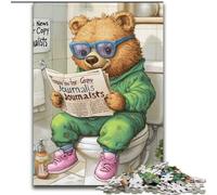 1000 Pieces Puzzle Gifts Brown Bear Go Toilet 1000 Pieces Puzzles for Adults Colourful, Fun, Challenging & Brainteasing (Size 26x38cm)