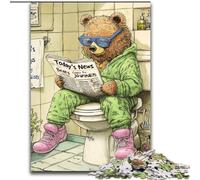 1000 Pieces Puzzle Gifts Brown Bear Go Toilet Jigsaw Puzzles 1000 Pieces for Adults Challenging Brain Teaser for Teenagers, Family Fun, DIY Home Decor Gift size : 50x75cm