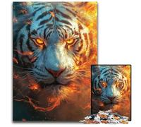 1000 Pieces Puzzle Gifts Burning White Tiger Puzzles for Adults Challenging Brain TeaserRelaxing Toy for Teenagers 1000 PCS(38x26cm)