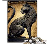 1000 Pieces Puzzle Gifts Cat Golden Art Deco 1000-Piece Jigsaw Puzzle Impossible Hard Challenge Toy for Teenagers Size 50X75CM
