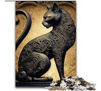 1000 Pieces Puzzle Gifts Cat Golden Art Deco 1000 Pieces Puzzles for Adults Educational & Fun Indoor Game for Home Decor Size 26X38CM