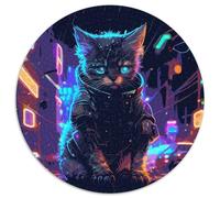 1000 Pieces Puzzle Gifts Cat in The Rain Round Jigsaw Puzzle 1000 Pieces DIY Art Decor, (67.5x67.5cm)