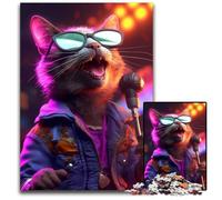 1000 Pieces Puzzle Gifts Cat Singer Wooden Puzzles Challenging Brain Teaser - Relaxing Toy for Teenagers 50x75CM/19.68x29.52inch