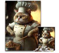 1000 Pieces Puzzle Gifts Chef Cat Wooden Puzzles Challenging Brain Teaser - Relaxing Toy for Teenagers 50x75CM/19.68x29.52inch