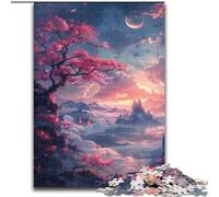 1000 Pieces Puzzle Gifts Cherry Blossoms on The Cliff Jigsaw Puzzles for Adults 1000 Piece Perfect for Teenager & Families, Ideal (Szie 50x75cm)