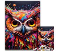 1000 Pieces Puzzle Gifts Colorful Art Owl Puzzles for Adults Relax & Challenge, Colorful Home Decor Art, for Friends 50x75CM/19.68x29.52inch