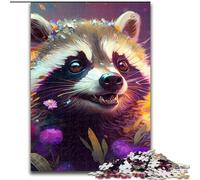 1000 Pieces Puzzle Gifts Colorful Art Raccoon Jigsaw Puzzles 1000 Pieces for Adults Challenging Brain Teaser for Teenagers, Family Fun, DIY Home Decor Gift size : 50x75cm