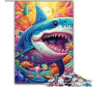 1000 Pieces Puzzle Gifts Colorful Art Shark 1000 Piece Puzzle Challenging DIY Brain Teaser, Interactive Family Game size : 38x26cm