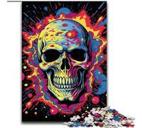 1000 Pieces Puzzle Gifts Colorful Art Skull JigsawPuzzle 1000 Pieces for Adults for Teenagers Family Educational Games Home Decoration Gift (Size 26x38 cm)