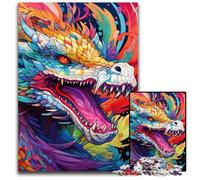 1000 Pieces Puzzle Gifts Colorful Chinese Dragon Puzzles for Adults Relax & Challenge, Colorful Home Decor Art, for Friends 50x75CM/19.68x29.52inch