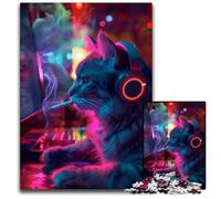 1000 Pieces Puzzle Gifts Cool Cat Gamer SmokingImpossible Jigsaw Puzzles for Adults for Teenagers Couples And Friends for Birthdays Christmas 1000 PCS(38x26cm)