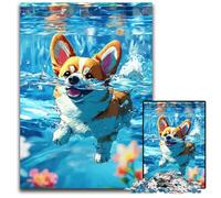 1000 Pieces Puzzle Gifts Corgi Dog SwimmingImpossible Jigsaw Puzzles for Adults for Teenagers Couples And Friends for Birthdays Christmas 1000 PCS(38x26cm)