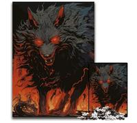 1000 Pieces Puzzle Gifts Dark Fantasy Hellhound Fiery Wolf Puzzles for Adults Challenging Brain TeaserRelaxing Toy for Teenagers 1000 PCS(75x50cm)