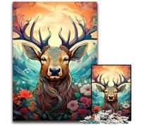 1000 Pieces Puzzle Gifts Deer Psychedelic Art Puzzles for Adults Relax & Challenge, Colorful Home Decor Art, for Friends 50x75CM/19.68x29.52inch