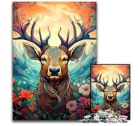 1000 Pieces Puzzle Gifts Deer Psychedelic Art Puzzles for Adults Relax & Challenge, Colorful Home Decor Art, for Friends 26X38CM/10.23x14.96inch