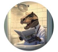 1000 Pieces Puzzle Gifts Dinosaur Reading Newspaper Round Jigsaw Puzzle 1000 Pieces DIY Art Decor, 67.5x67.5cm