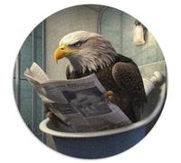 1000 Pieces Puzzle Gifts Eagle Reading Newspaper Round Cardboard Jigsaw for Teenagers Family Educational Games Home Decoration Gift 1000pcs (67.5x67.5cm)