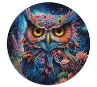 1000 Pieces Puzzle Gifts Fantasy Art Owl Round Jigsaw Puzzle 1000 Pieces DIY Art Decor, (67.5x67.5cm)