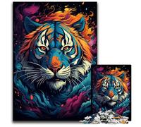 1000 Pieces Puzzle Gifts Fantasy Colorful Tiger Difficult Puzzles for Adults Interactive Family Game, DIY Home Decor Brain Challenge Gift 1000 PCS(75x50cm)