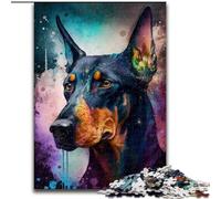 1000 Pieces Puzzle Gifts Fantasy Doberman Pinscher 1000 Piece Jigsaw Puzzle Family Interaction & Fun Gift, Vibrant Abstract Design (Size 38x26cm)