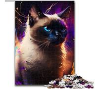 1000 Pieces Puzzle Gifts Fantasy Siamese Cat 1000 Piece Jigsaw Puzzles for Adults Ideal for Home & Office Decor, for Birthday (Szie 26x38 cm)