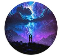 1000 Pieces Puzzle Gifts Fantasy Thunder Landscape 1000 Piece Round Puzzle Challenging Brain Teaser for Teenagers, Family Game Night Fun (Size 67.5x67.5cm)