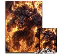 1000 Pieces Puzzle Gifts Flaming Minotaur ChargePuzzles for Adults Intricate Design for Teenagers DIY Decor And BrainBoosting Fun 1000 PCS(38x26cm)