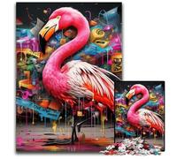 1000 Pieces Puzzle Gifts Flamingo Graffiti Wooden Jigsaw Puzzles for Adults Educational Brain Teaser, Artistic Home & Office Decor, 14+ Age 50x75CM/19.68x29.52inch