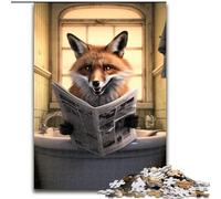1000 Pieces Puzzle Gifts Fox Reading Newspaper 1000 Piece Jigsaw Puzzles for Adults Ideal for Home & Office Decor, for Birthday (Szie 26x38 cm)