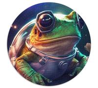 1000 Pieces Puzzle Gifts Frog Space Astronaut 1000 Piece Round Puzzle Challenging Brain Teaser for Teenagers, Family Game Night Fun (Size 67.5x67.5cm)