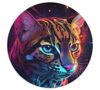 1000 Pieces Puzzle Gifts Galaxy Ocelot Round Jigsaw Puzzles 1000 Pieces for Adults Perfect for Home & Office Decor, Parties, Birthdays 1000pcs (67.5x67.5cm)