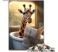1000 Pieces Puzzle Gifts Giraffe Reading Newspaper Puzzle 1000 Pieces Jigsaw Challenging DIY Brain Teaser, Interactive Family Game (Szie 26x38 cm)