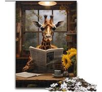 1000 Pieces Puzzle Gifts Giraffe Reading Newspaper Puzzles 1000 Pieces for Adults Ideal for Home & Office Decor, for Birthday (Size 26x38cm)
