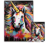 1000 Pieces Puzzle Gifts Graffiti Painting Unicorn Puzzles for Adults Relax & Challenge, Colorful Home Decor Art, for Friends 26X38CM/10.23x14.96inch