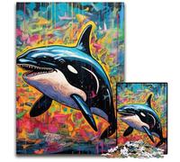 1000 Pieces Puzzle Gifts Graffiti Painting Whale Puzzles for Adults Relax & Challenge, Colorful Home Decor Art, for Friends 26X38CM/10.23x14.96inch