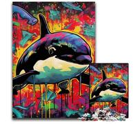 1000 Pieces Puzzle Gifts Graffiti Painting Whale Puzzles for Adults Relax & Challenge, Colorful Home Decor Art, for Friends 26X38CM/10.23x14.96inch